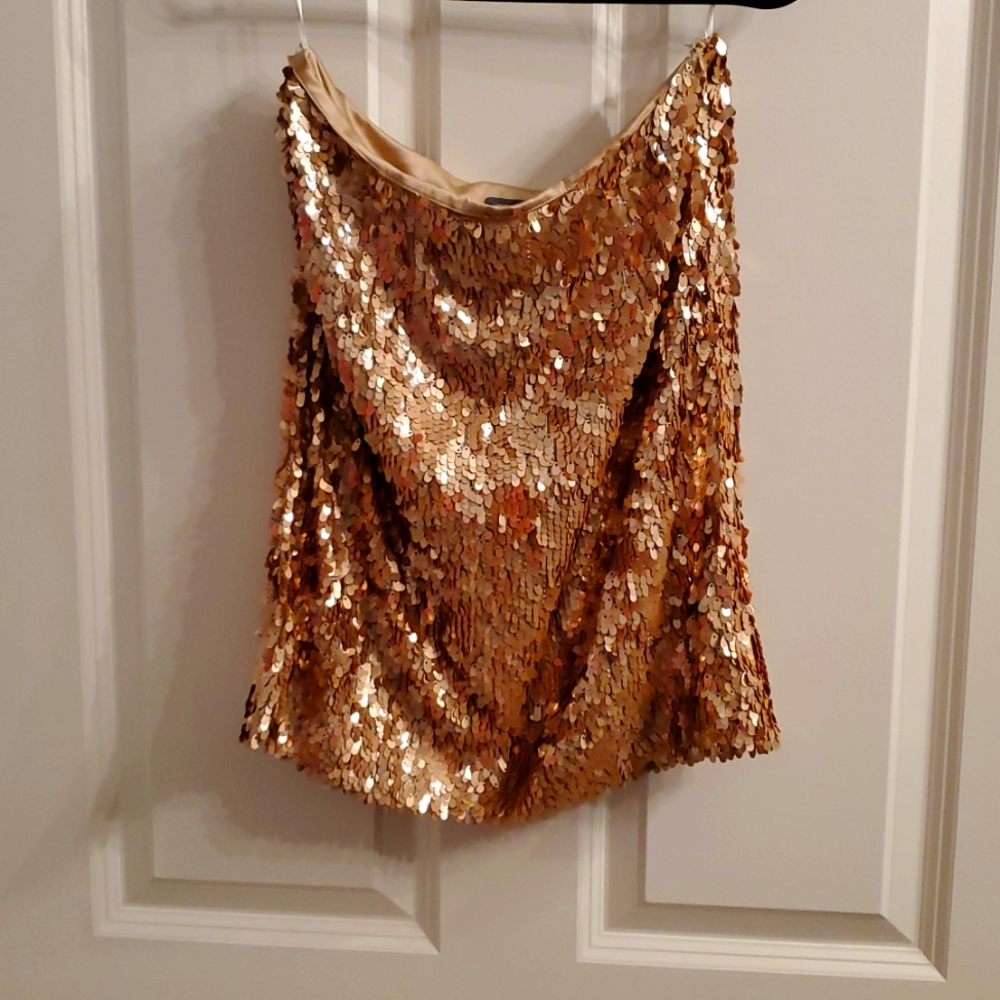 VINCE Gold Sequin Skirt (Sz 2)